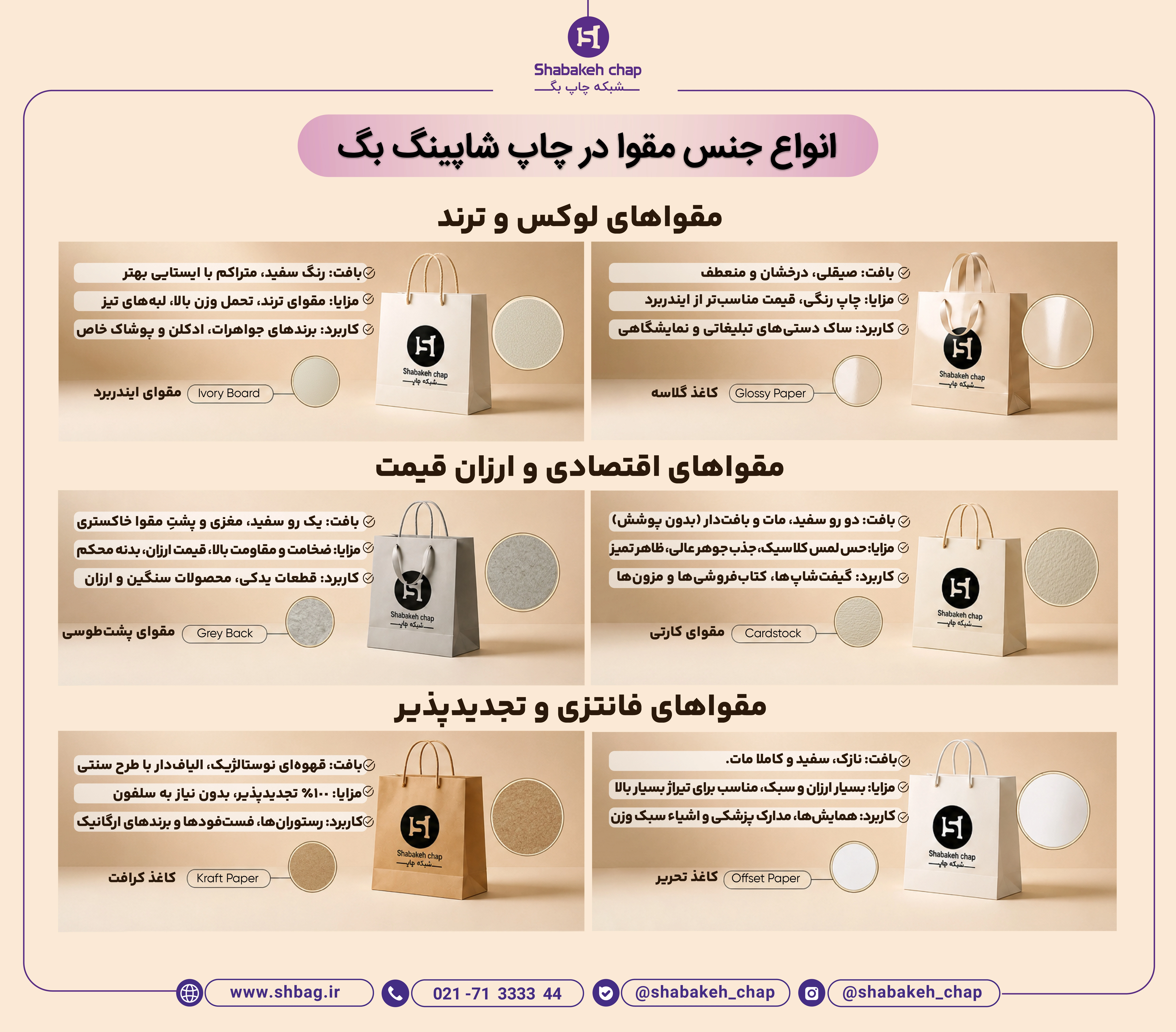 انواع جنس مقوا در چاپ شاپینگ بگ