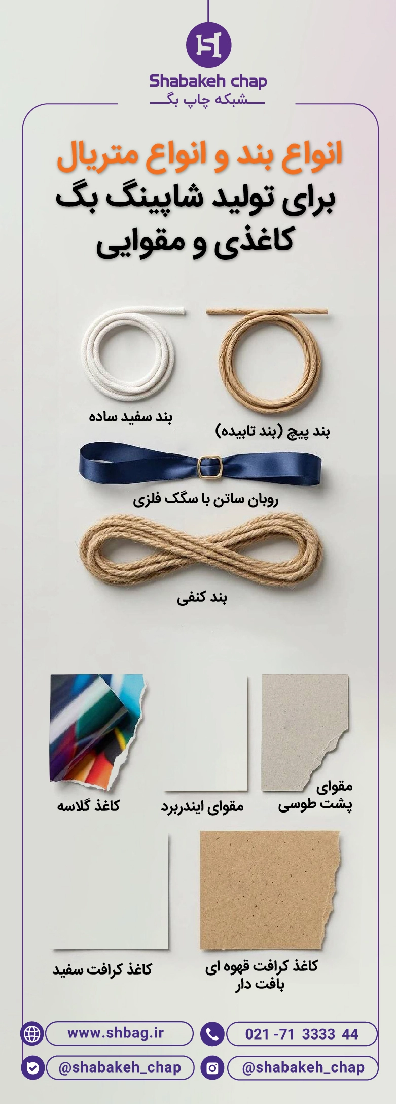 انواع بند و متریال چاپ بگ بطری - شبکه چاپ بگ